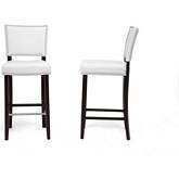 Aries Bar Stool in White Leatherette with Nailhead Trim (Set of 2)